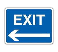 V Safety Exit - Blue Arrow Left Safety Sign - 600 x 450 mm - RA1 Reflective 3mm Aluminium Composite