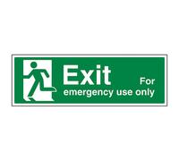 V Safety Exit For Emergency Use Man Left Sign - Rigid Plastic - 450X150mm (X3)