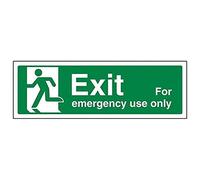 V Safety Exit For Emergency Use Only Man Left Sign - 300mm x 100mm - Self Adhesive Vinyl