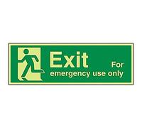 V Safety Exit For Emergency Use Only Man Left Sign - 450mm x 150mm - 1mm Rigid Plastic