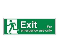 V Safety Exit For Emergency Use Only Man Left Sign - 600mm x 200mm - Self Adhesive Vinyl