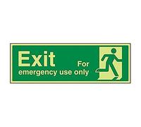 V Safety Exit For Emergency Use Only Man Right Sign - 450mm x 150mm - 1mm Rigid Plastic