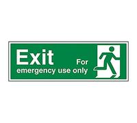 V Safety Exit For Emergency Use Only Man Right Sign - 600mm x 200mm - 1mm Rigid Plastic