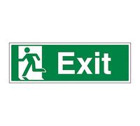V Safety Exit Running Man Left 300 x 150 mm - Self Adhesive Vinyl - Aluminium Effect Safety Sign