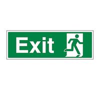 V Safety Exit Running Man Right 300 x 150 mm - 2mm Super-Tough Rigid Plastic Safety Sign