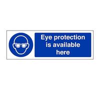 V Safety Eye Protection Is Available Here - Landscape 600 x 200 mm - Glow In The Dark Self Adhesive Vinyl Safety Sign