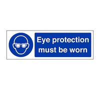 V Safety Eye Protection Must Be Worn 300 x 100 mm - 2mm Super-Tough Rigid Plastic Safety Sign