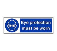 V Safety Eye Protection Must Be Worn PPE Sign - 300mm x 100mm - 1mm Rigid Plastic