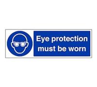 V Safety Eye Protection Must Be Worn PPE Sign - 450mm x 150mm - 1mm Rigid Plastic