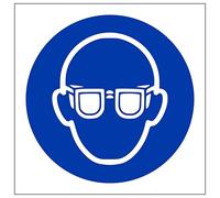 V Safety Eye Protection Symbol 100 x 100 mm - Glow In The Dark 1mm Rigid Plastic Safety Sign