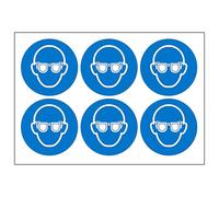 V Safety Eye Protection Vinyl Labels On A Sheet 100 mm Dia - Self Adhesive Vinyl - Sheet of 6 Safety Sign