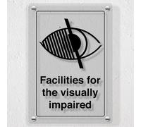V Safety Facilities for Visually Impaired Acrylic Safety Sign - Clear Perspex Sight Symbol, 200x300mm