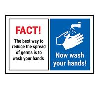 V Safety FACT!/The Best Way To Reduce/Now Wash Your Hands! - 150mm x 100mm - Self Adhesive Vinyl