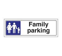 V Safety Family Parking - Landscape 450 x 150 mm - 3mm Brushed Aluminium Composite Safety Sign