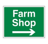 V Safety Farm Shop Arrow Right Visitors Sign - Adhesive Vinyl - 400X300mm (X3)
