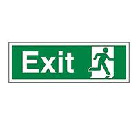 V Safety Final Exit Man Right Sign - Landscape - 300mm x 100mm - Self Adhesive Vinyl, Green