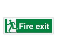 V Safety Final Fire Exit, Man Left Safety Sign - 300 x 100 mm - Economy 0.5mm Polypropylene Sign with Mount Film