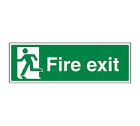V Safety Final Fire Exit Man Left Safety Sign - Rigid Plastic - 300X100mm (X3)