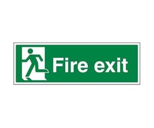 V Safety Final Fire Exit Man Left Sign - 450mm x 150mm - Self Adhesive Vinyl
