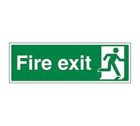 V Safety Final Fire Exit Man Right 300 x 150 mm - 2mm Super-Tough Rigid Plastic Safety Sign