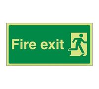 V Safety Final Fire Exit Man Right - 900 x 300-2mm Rigid Plastic Safety Sign