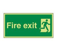 V Safety Final Fire Exit Man Right Safety Sign - Glow In Dark - 300X150mm (X3)