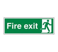 V Safety Final Fire Exit Man Right Safety Sign - Rigid Plastic - 300X100mm (X3)