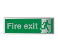 V Safety Final Fire Exit Man Right Sign - 600mm x 200mm - Self Adhesive Alu Effect