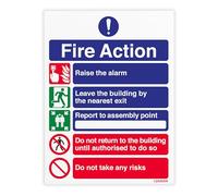 V Safety Fire Action - Do Not Return/Do Not Take Risks Safety Sign - 150 x 200 mm - Self-Adhesive Monomeric Vinyl