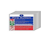 V Safety Fire Action - General Fire Action 5 Message Risks - 150 x 200mm - Pack of 10