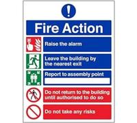 V Safety FIRE ACTION - GENERAL FIRE ACTION 5 MESSAGE RISKS - 150 X 200MM PACK OF 10