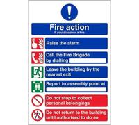 V Safety FIRE ACTION - GENERAL FIRE ACTION 6 MESSAGE - 150 X 200MM PACK OF 10