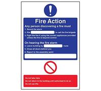 V Safety Fire Action - General Fire Action Dial - 200 x 300 mm Restickable Safety Sign Safety Sign