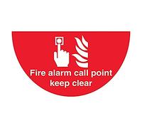 V Safety Fire Alarm Call Point - 620x350mm - Half Moon Self Adhesive Floor Sticker
