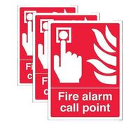 V Safety Fire Alarm Call Point Sign - 150mm x 200mm - 2mm Rigid Plastic (Pack of 3)