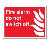 V Safety Fire Alarm Do Not Switch Off - Landscape 200 x 150 mm - Glow In The Dark Self Adhesive Vinyl Safety Sign