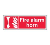 V Safety Fire Alarm Horn - Landscape 300 x 100 mm - Self Adhesive Vinyl - Aluminium Effect Safety Sign