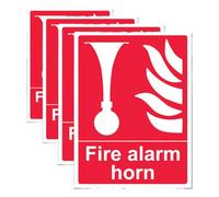 V Safety Fire Alarm Horn - Portrait 150 x 200 mm - Self Adhesive Vinyl - Aluminium Effect Safety Sign (Pack of 4)