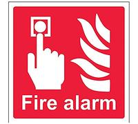 V Safety Fire Alarm Logo Sign - 150mm x 150mm - 1mm Rigid Plastic