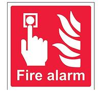 V Safety Fire Alarm Logo Sign - Square - 150 mm x 150 mm - Self Adhesive Vinyl Safety Sign