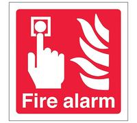 V Safety Fire Alarm - Square 200 x 200 mm - Glow In The Dark 1mm Rigid Plastic Safety Sign