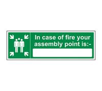 V Safety Fire Assembly Point Is Safety Sign - Glow In The Dark - 600X200mm (X3)