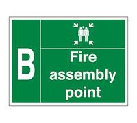 V Safety Fire Assembly Point with Family and Letter B 600 x 400 mm - 3mm Aluminium Composite Safety Sign