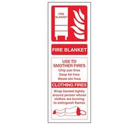 V Safety Fire Blanket ID 100 x 280 mm - 2mm Rigid Plastic Safety Sign