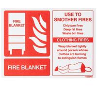 V Safety Fire Blanket Id Fire Extinguisher Sign - 200mm x 150mm - 1mm Rigid Plastic