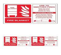V Safety Fire Blanket Id Fire Extinguisher Sign - 200mm x 150mm - Self Adhesive Vinyl (Pack of 3)