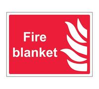 V Safety Fire Blanket - Landscape 200 x 150 mm - Self Adhesive Vinyl - Aluminium Effect Safety Sign