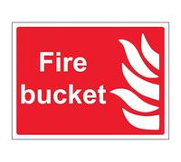 V Safety Fire Bucket - Landscape 200 x 150 mm - Self Adhesive Vinyl - Aluminium Effect Safety Sign