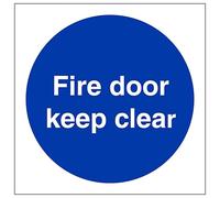 V Safety Fire Door Keep Clear 200 x 200 mm - 2mm Rigid Plastic Safety Sign