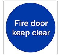 V Safety Fire Door Keep Clear Mandatory Sign - 150mm x 150mm - 1mm Rigid Plastic